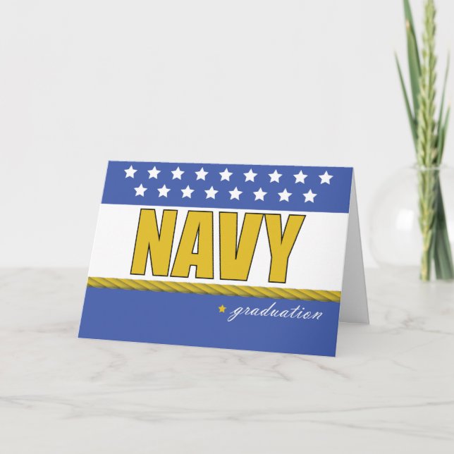 Marine-Abschluss-Blau, Gold mit Sternen, Seil Karte (Vorderseite)