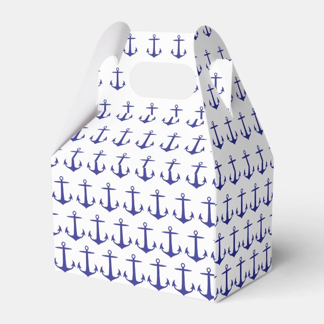 Marine Anchor White and Blue Muster Custom Geschenkschachtel (Rückseite)
