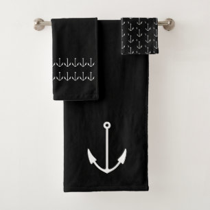 Marine Ancre nautique Salle de bain noir blanc