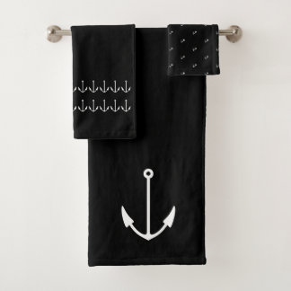 Marine Ancre nautique Salle de bain noir blanc