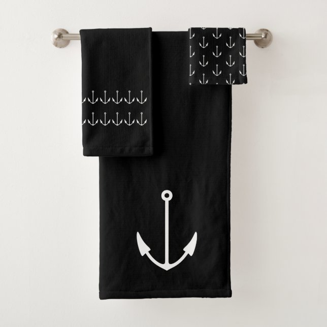 Marine Ancre nautique Salle de bain noir blanc (En situation)