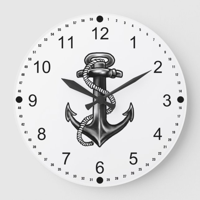 Marine Anker und Seile Große Wanduhr (Vorderseite)