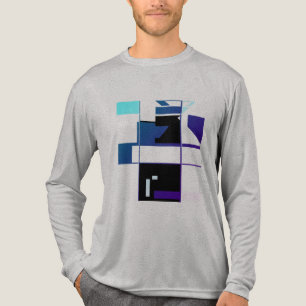 Marine-Aqua, schwarzes Patchwork-Geometrisches MCM Tri-Blend Shirt