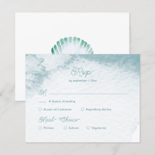 Marine Aquarell-Meeresschnecken-Hochzeitsmenüwahl  RSVP Karte