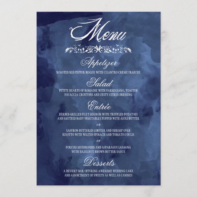 Marine Aquarelle Bohême Mariage Menus (Devant)