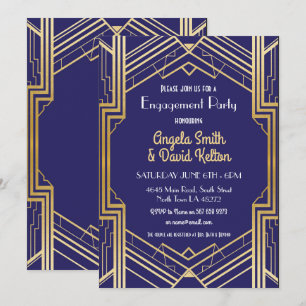 Marine Art déco Fiançailles Invitation Gatsby 1920