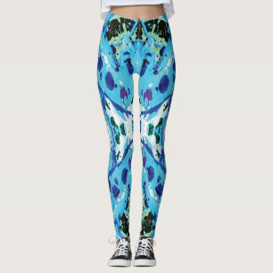 Marine Biologie Blau Grüne Abstrakte Spritzer Leggings