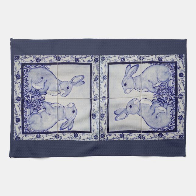 Marine Blanc Rabbit Carrelage Cuisine Serviette De (Horizontal)