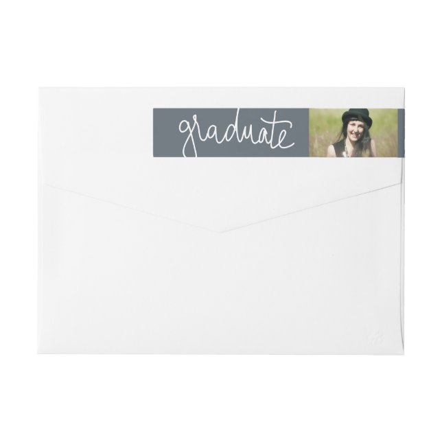 Marine-Blau-Absolvent-Typografie-Foto (Rückseite)