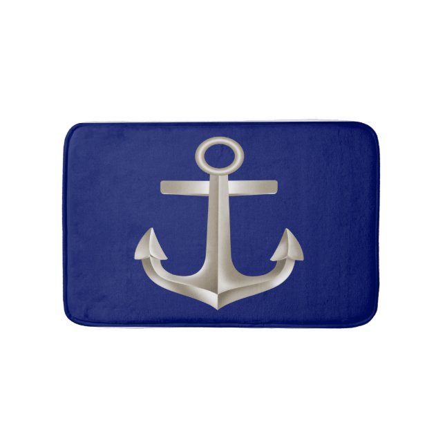 Marine-Blau-Anker-Badematte Badematte (Vorderseite)