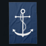 Marine-Blau-Anker Handtuch<br><div class="desc">Seeentwurf</div>