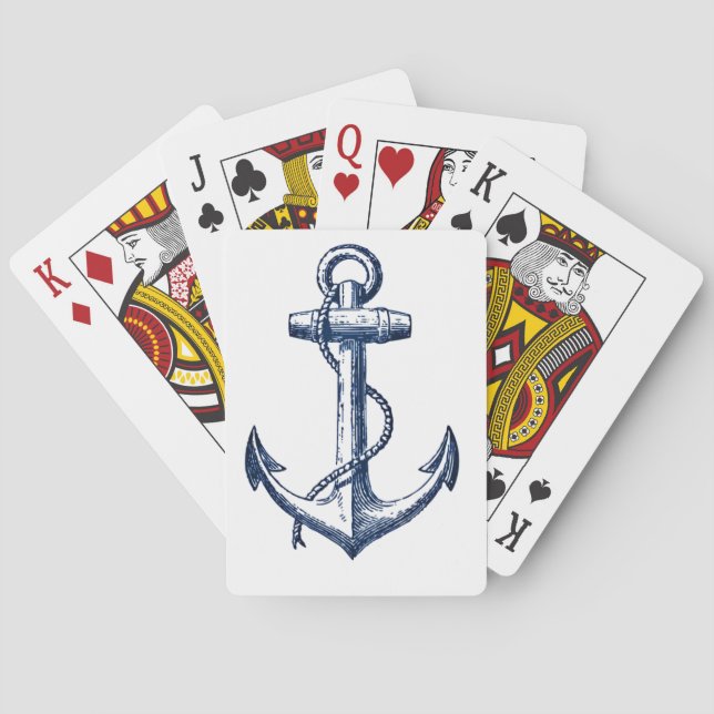 Marine-Blau-Anker Spielkarten (Rückseite)