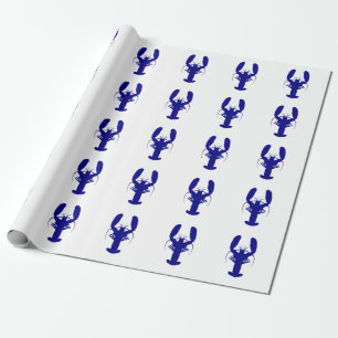 Marine-Blau auf weißem Küstendekor-Hummer Geschenkpapier