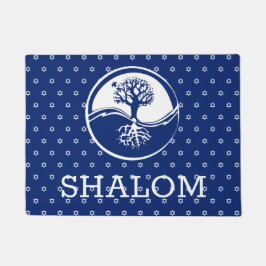 Marine-Blau-Baum des Leben-Davidssterns Shalom Fußmatte