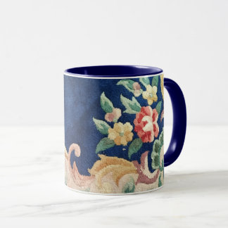 Marine-Blau-blühen chinesischer Wolldeckeentwurf Tasse
