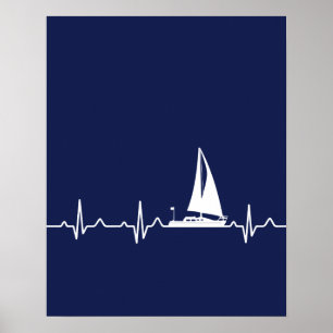 Marine-Blau-Boots-Impuls-Plakat Poster