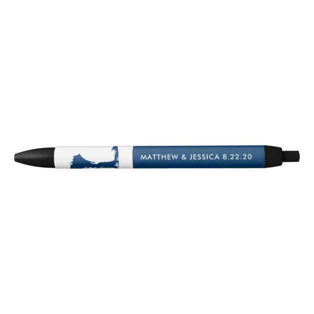 Marine-Blau-Cape Cod-Karten-Hochzeit Kugelschreiber (Vorderseite)