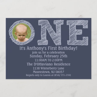 Marine-Blau das große erste Geburtstags-Party Einladung