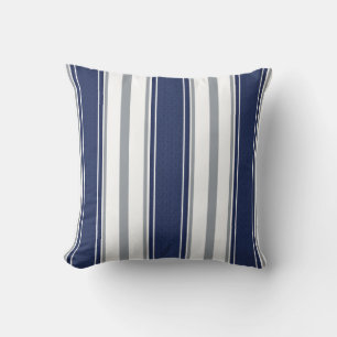 Marine-Blau-Denim-blasses graues Streifen-Muster Kissen