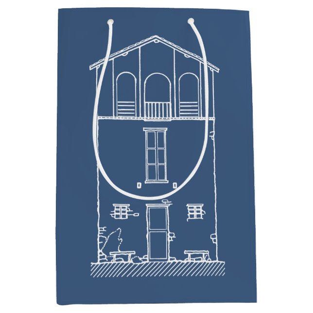 Marine-Blau des einfaches rustikales Haus-modernes Mittlere Geschenktüte (Vorderseite)