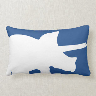 Marine-Blau-Dinosaurier-Kissen-graue Zickzack Lendenkissen