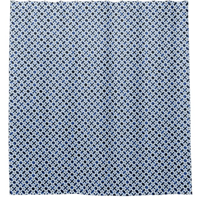 Marine-Blau-Fliese dunkles Kumo Shibori Duschvorhang (Vorderseite)