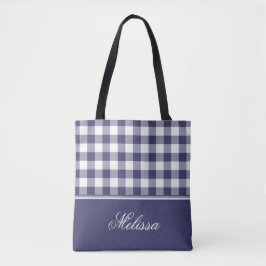 Marine-Blau-Gingham | personalisiert Tasche