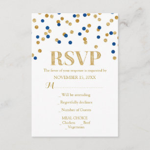 Marine-Blau-Goldconfetti-Hochzeit UAWG Karten
