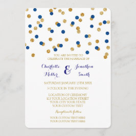 Marine-Blau-Goldconfetti-Hochzeits-Einladungen Einladung