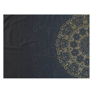 Marine-Blau-Goldelegante Mandala Tischdecke