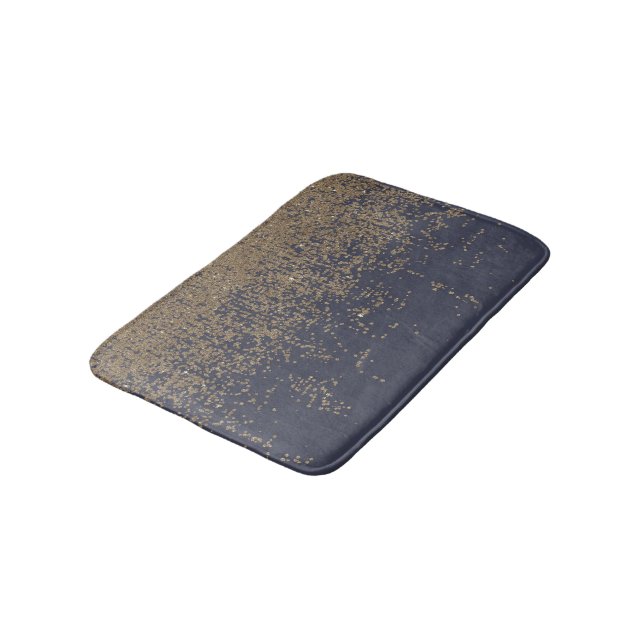 Marine-Blau-Goldfunkelnd Glitzer Ombre Badematte (Schrägansicht)