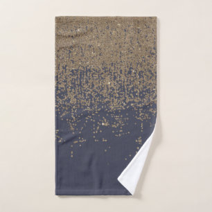 Marine-Blau-Goldfunkelnd Glitzer Ombre Handtuch