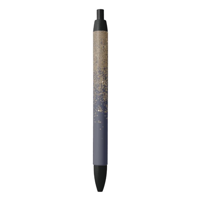 Marine-Blau-Goldfunkelnd Glitzer Ombre Kugelschreiber (Vorderseite Vertikal)