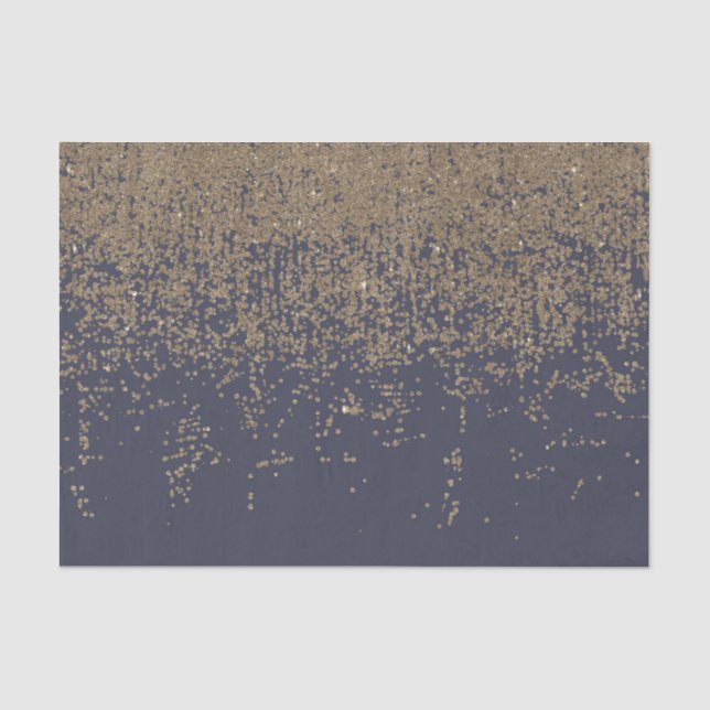 Marine-Blau-Goldfunkelnd Glitzer Ombre Seidenpapier (Vorderseite)