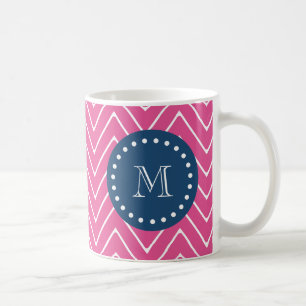 Marine-Blau, heißes Rosa-Zickzack Muster, Ihr Kaffeetasse