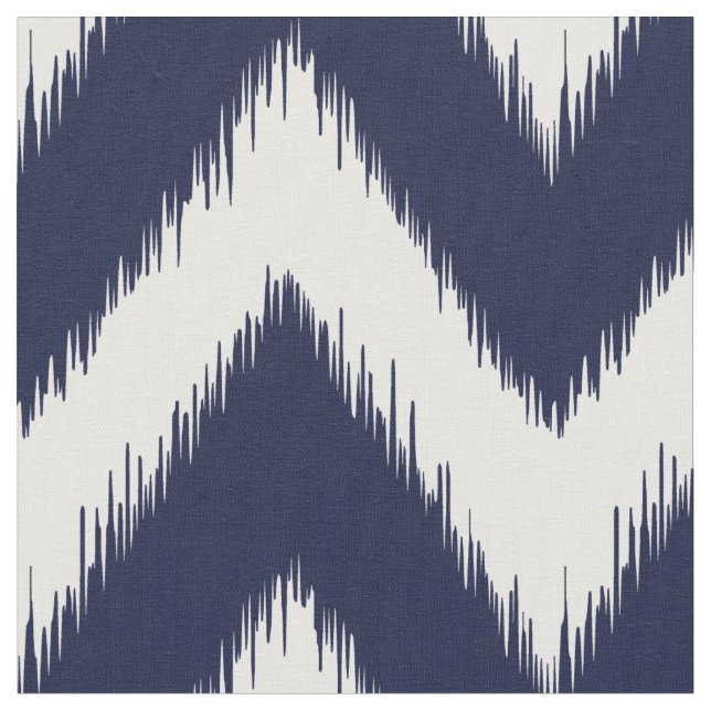 Marine-Blau Ikat Zickzack Stoff (Nahaufnahme)