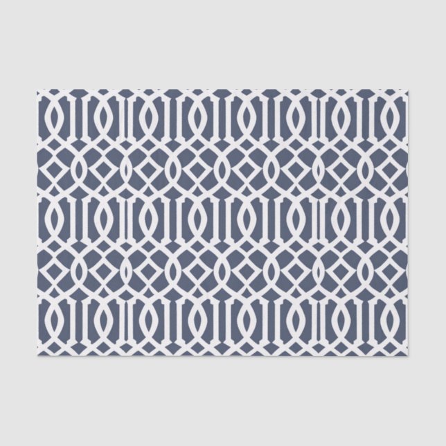 Marine-Blau-Kaisergitter-geometrisches Muster Seidenpapier (Vorderseite)