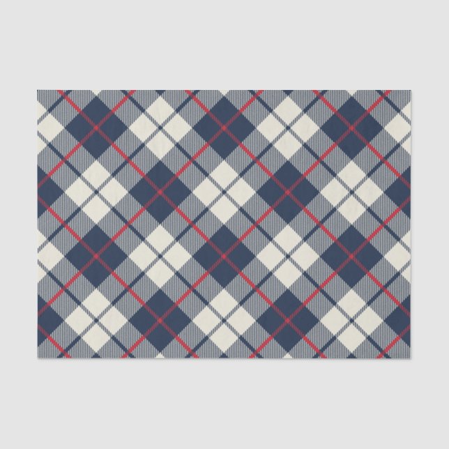Marine-Blau-kariertes Muster Seidenpapier (Vorderseite)