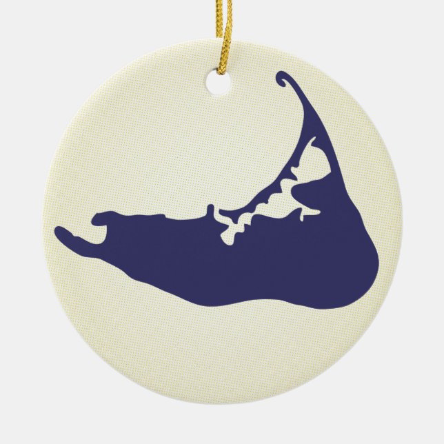 Marine-Blau-Karte von Nantucket Insel, Keramik Ornament (Vorne)