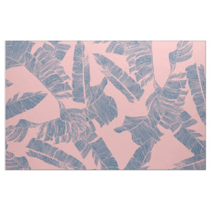 Marine-Blau-korallenrote rosa Banane verlässt Stoff