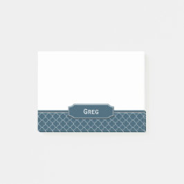 Marine-Blau-Leder-Blick weißes Quatrefoil Post-it Klebezettel