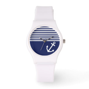 Marine-Blau-Liebe-Anker nautisch Armbanduhr