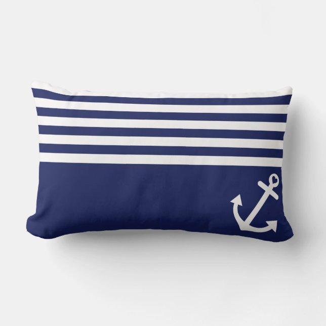 Marine-Blau-Liebe-Anker nautisch Lendenkissen (Vorderseite)