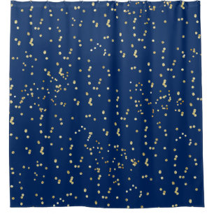 Marine-Blau mit Goldconfetti zerstreuten Tupfen Duschvorhang