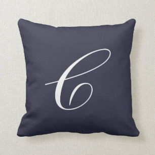 Marine-Blau-Monogramm-Kissen des Buchstabe-C Kissen