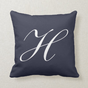 Marine-Blau-Monogramm-Kissen des Buchstabe-H Kissen