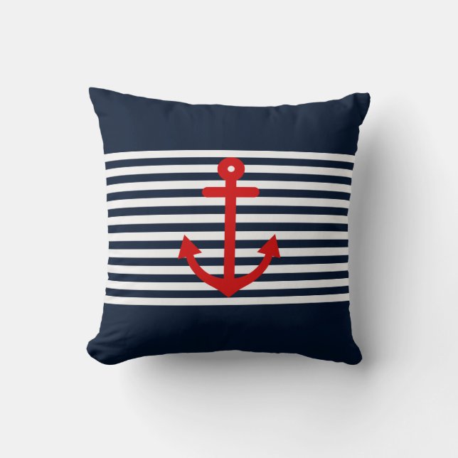 Marine-Blau nautisch Kissen (Vorderseite)