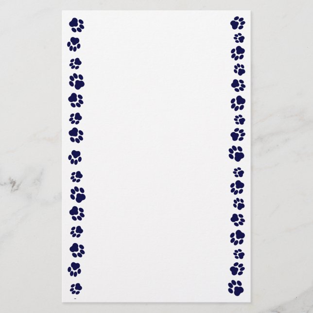 Marine-Blau Pawprint Briefpapier (Vorderseite)
