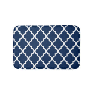 Marine-Blau Quatrefoil deckt Muster mit Ziegeln Badematte