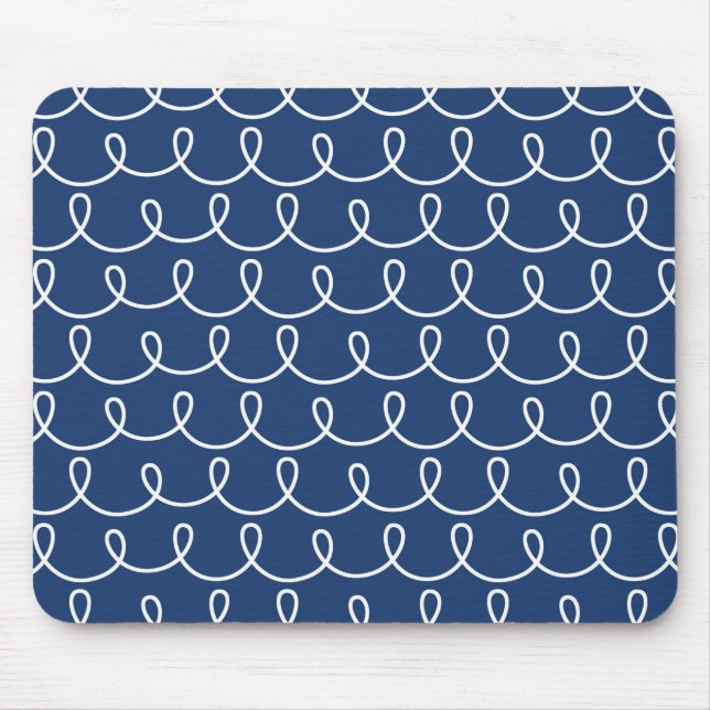 Marine-Blau-Retro bunte moderne Gekritzel Mousepad (Vorne)
